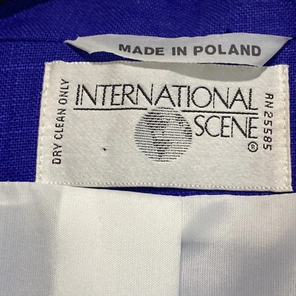 International Scene NWT Blue Pure Linen Double Breasted Blazer Size 13/14 - Picture 7 of 9